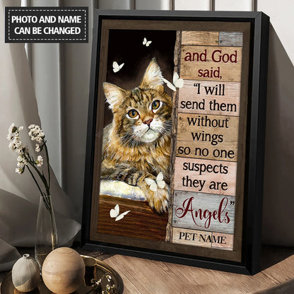 Angels Without Wings Personalized Pet Memorial Canvas / Poster - Custom  Keepsake Wall Art Gift for Cat & Dog Lovers