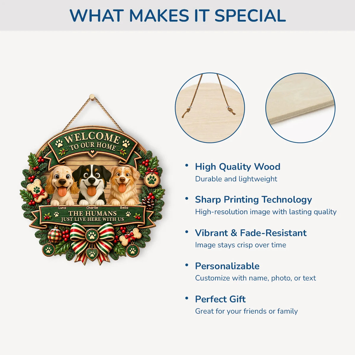 The Humans Just Live Here With Us - Personalized Dog Wood Sign for Dog Lovers