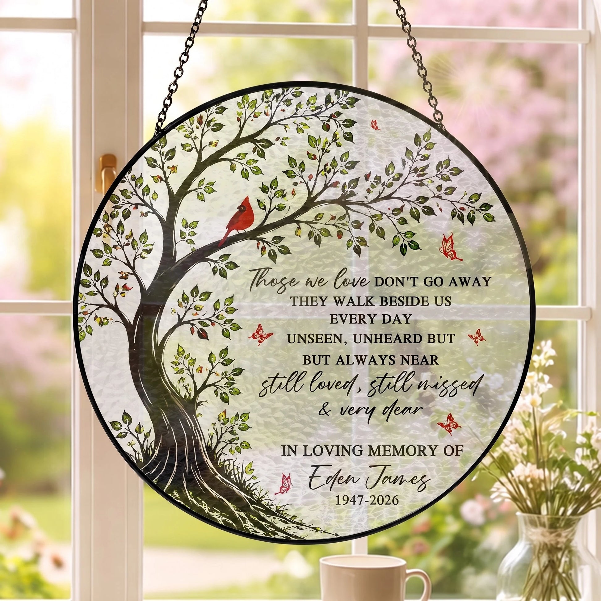 Personalized Memorial Suncatcher Ornament personalization view for Family