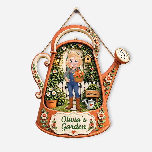 Watering Can Personalized Garden Wood Sign - Custom Gardener Keepsake Decor