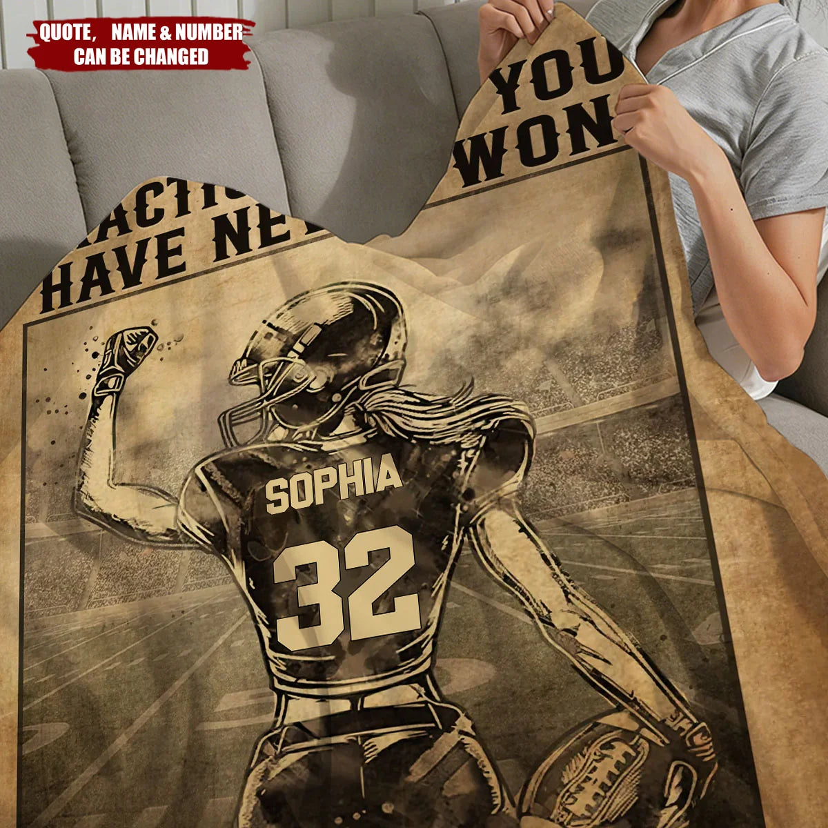 Some Girls Are Just Born With The Football In Their Souls - Personalized Custom Name Number Blanket