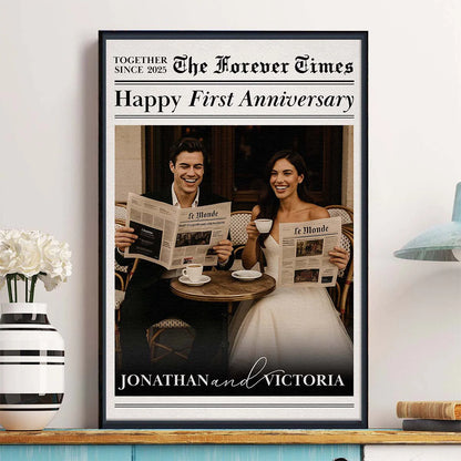 Custom Newspaper Anniversary Canvas for Couples with personalized design details for meaningful gifting image 8
