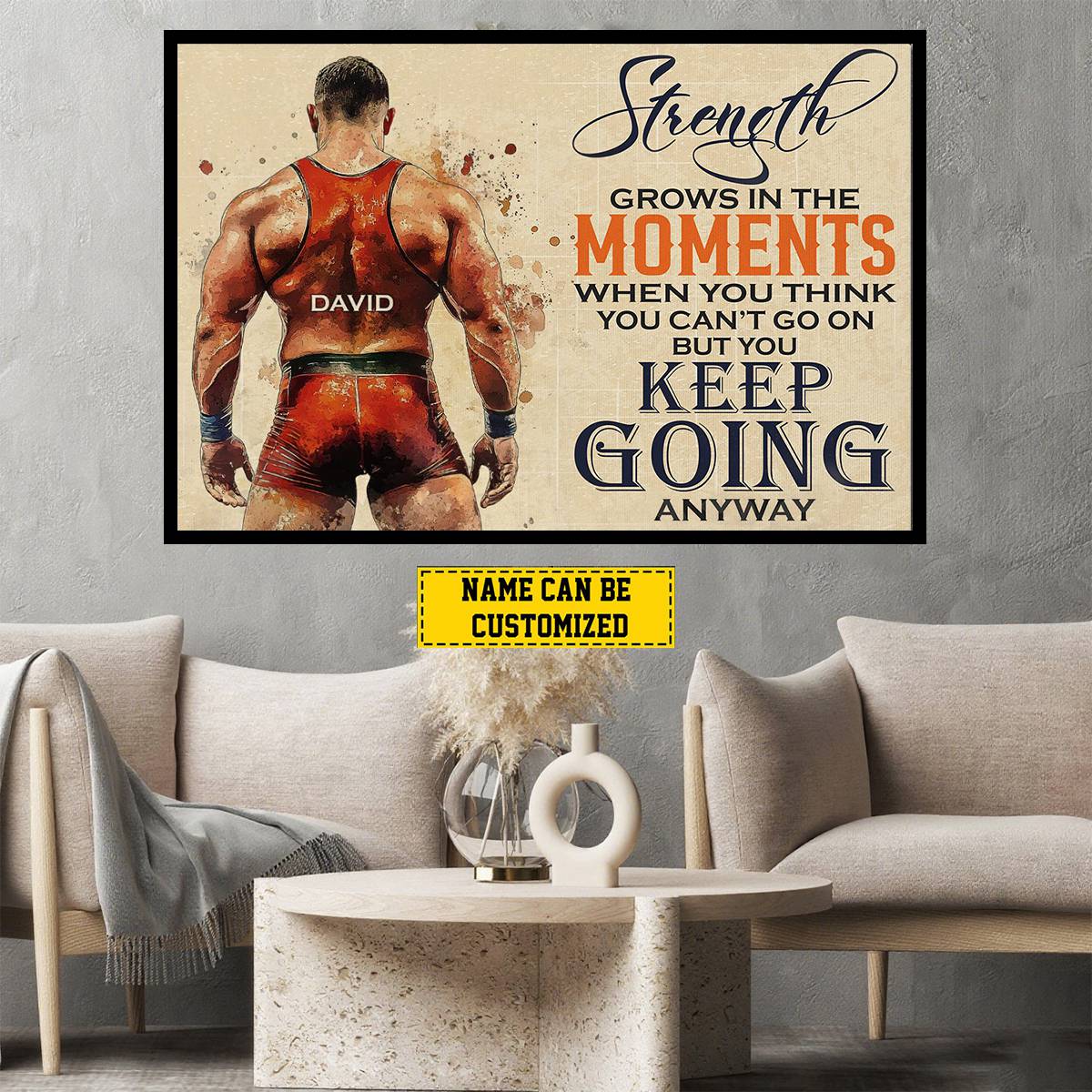 Personalized Wrestling Canvas Art for Son/Grandson with personalized design details for meaningful gifting