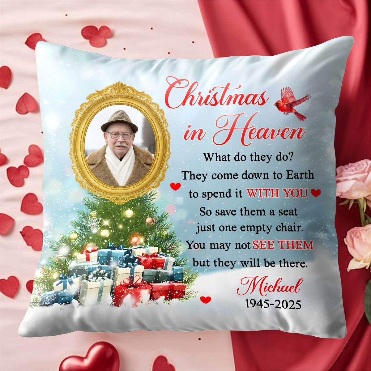 Christmas In Heaven, Memories On Festive Pillow