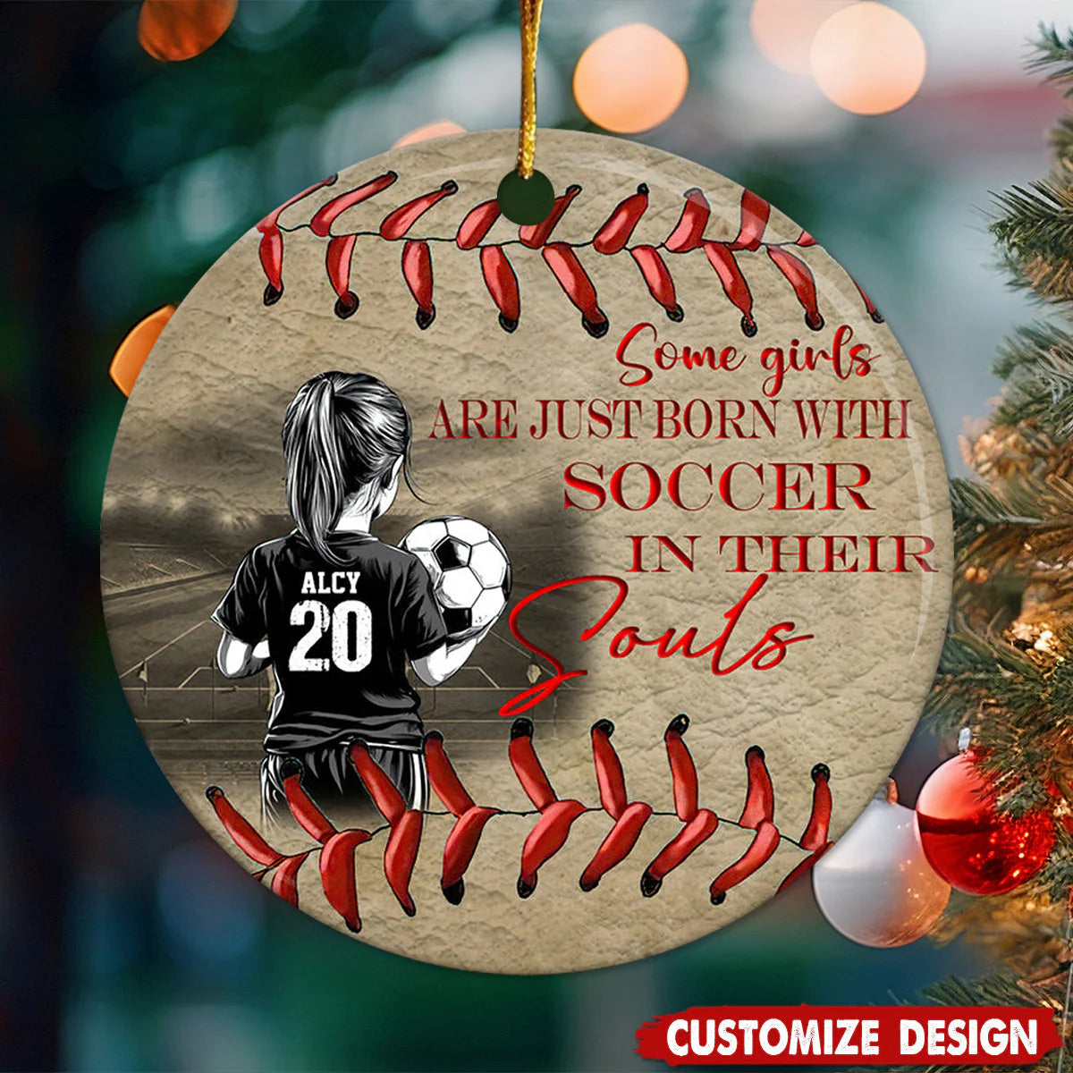 Personalized Soccer Girl Ornament for Daughter/Granddaughter