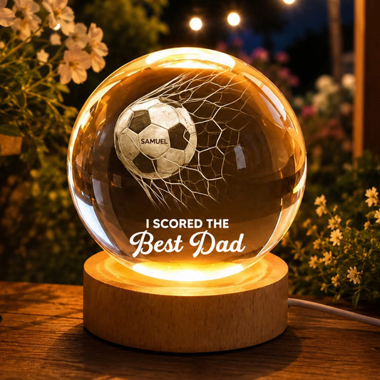 I Scored The Best Dad Personalized Soccer Crystal Ball Lamp - Keepsake for Dad
