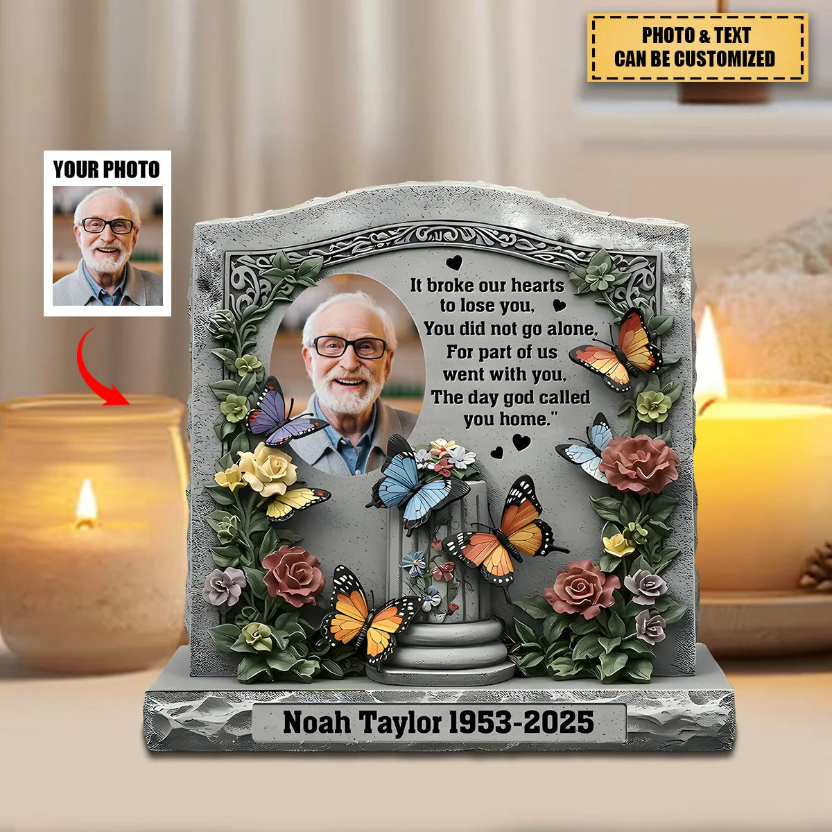 Custom Remembrance Photo Plaque personalization view for Family