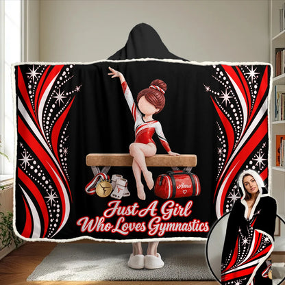 Just A Girl Who Loves Gymnastics, Personalized Gymnastics Wearable Blanket Hoodie For Gymnastics Lovers, Gymnast A2110 T24 VN09
