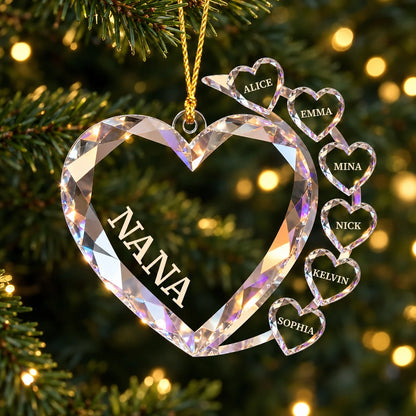 One Heart, Every Name Personalized Family Ornament - Christmas  Gift for Nana and Grandma's