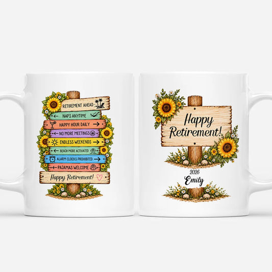 Happy Retirement Ahead Personalized Mug - Custom Floral Keepsake for Coworker or Boss