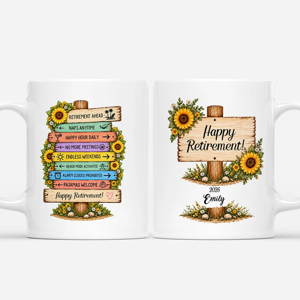 Happy Retirement Ahead Personalized Mug - Custom Floral Keepsake for Coworker or Boss