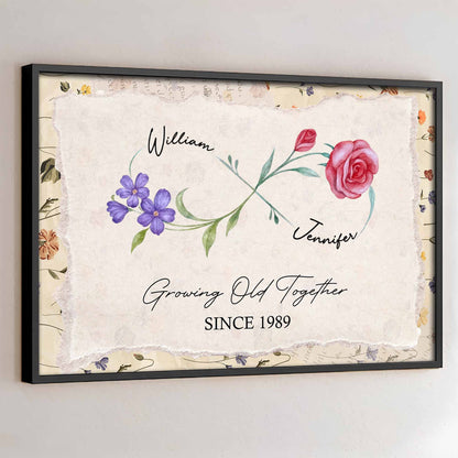 "Growing Old Together" Personalized Couple Canvas / Poster - Custom Anniversary Wall Art Gift
