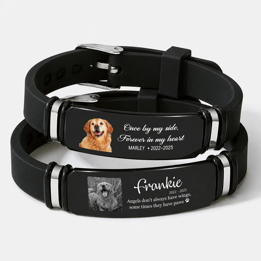 "Once By My Side" Personalized Pet Memorial Bracelet - Custom Photo Sympathy Keepsake