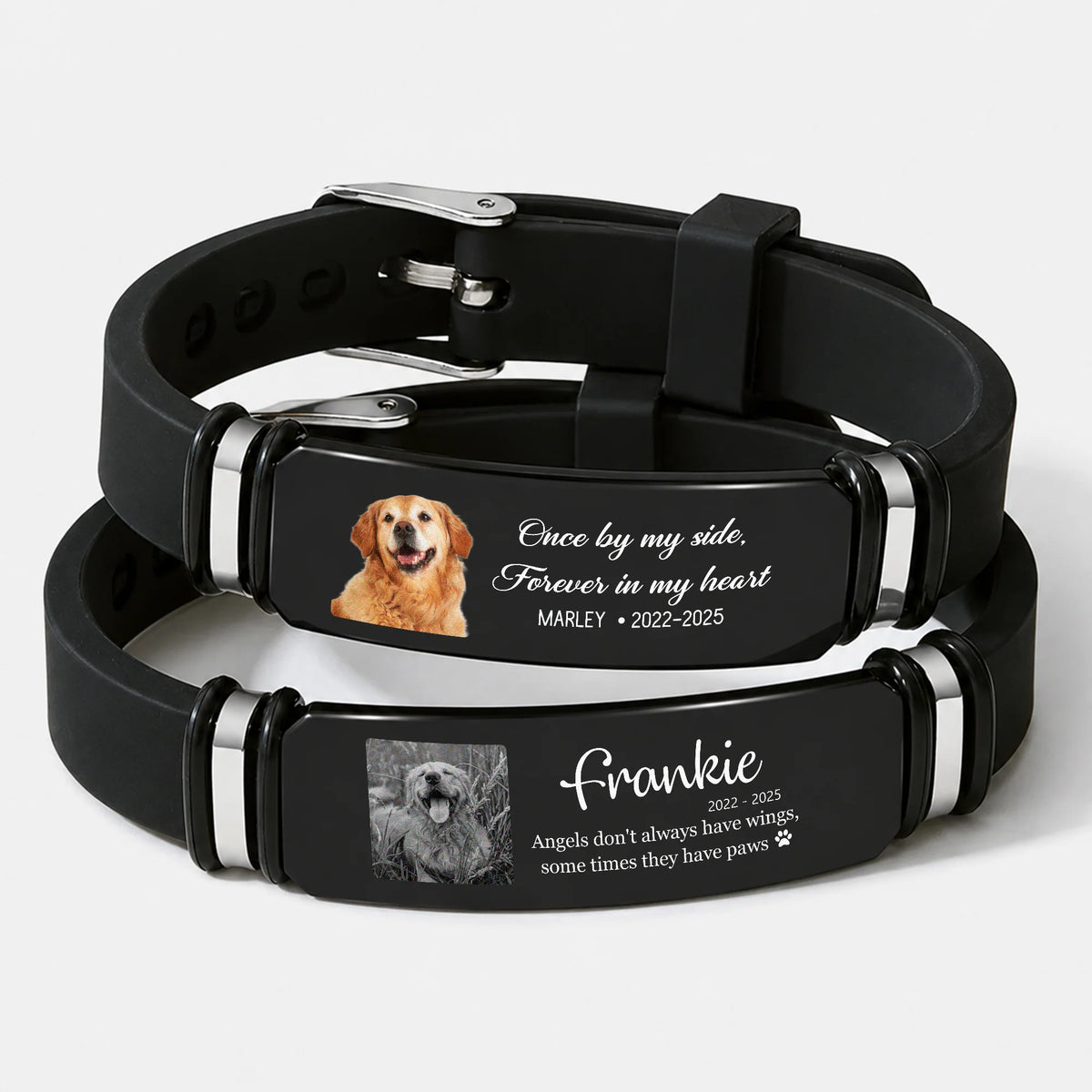 "Once By My Side" Personalized Pet Memorial Bracelet - Custom Photo Sympathy Keepsake