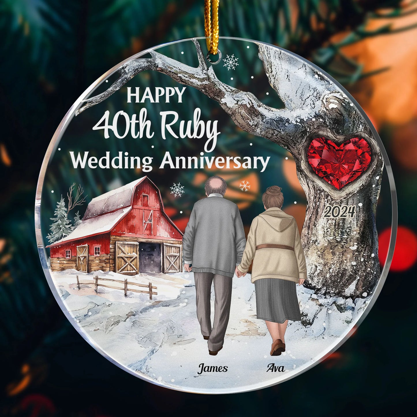 Custom Wedding Anniversary Acrylic Ornament for Wife with personalized design details for meaningful gifting image 6