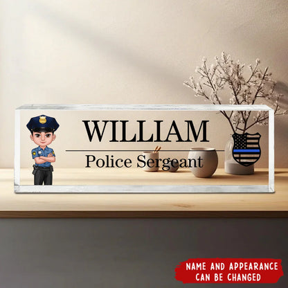 Custom Police Desk Name Plate personalization view for Military / Veteran