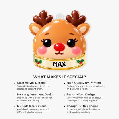 Cute Christmas Characters Personalized Acrylic Ornament - Kids Custom Keepsake