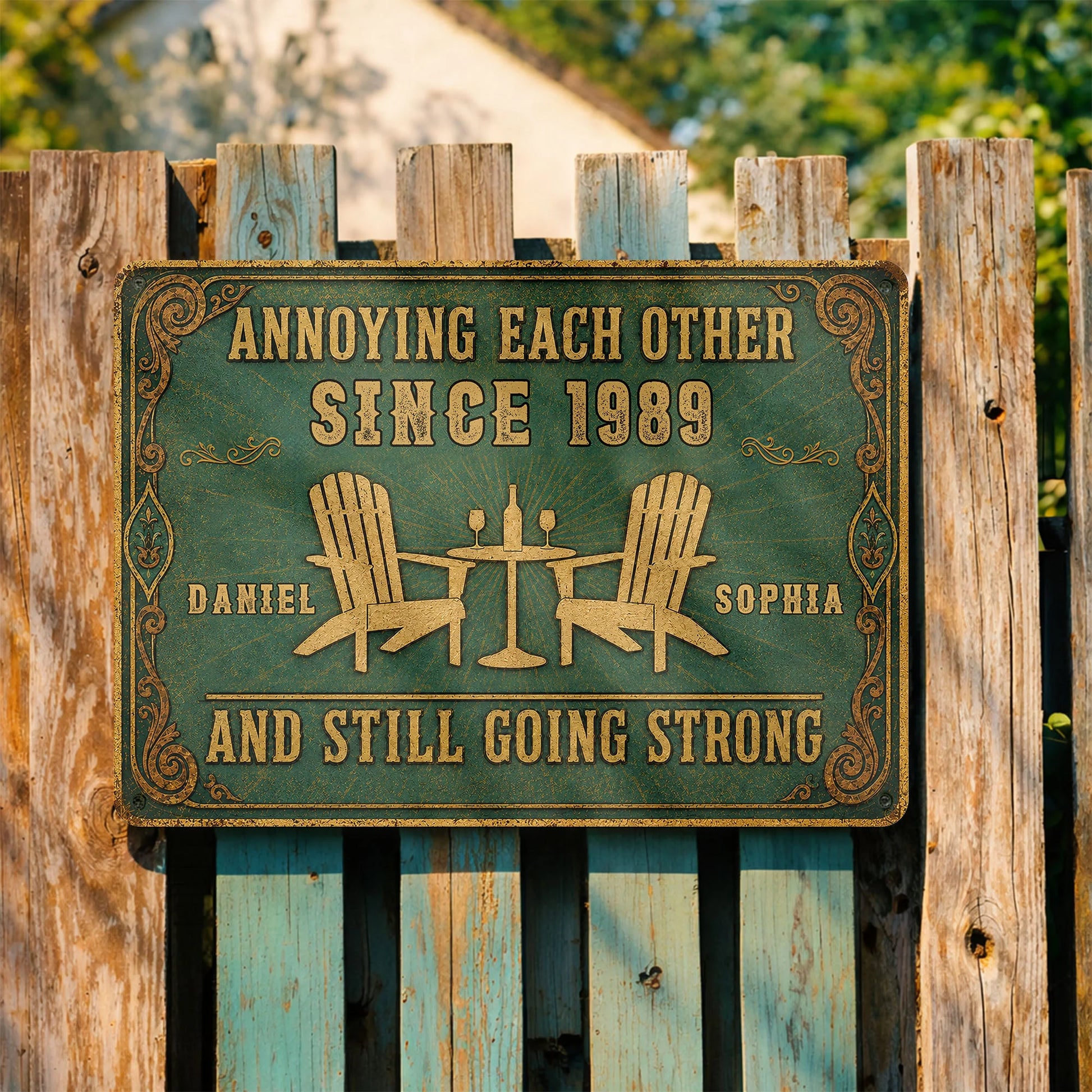 Custom Anniversary Couples Metal Sign for Couples with personalized design details for meaningful gifting