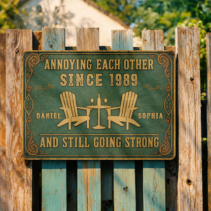 Custom Anniversary Couples Metal Sign for Couples with personalized design details for meaningful gifting