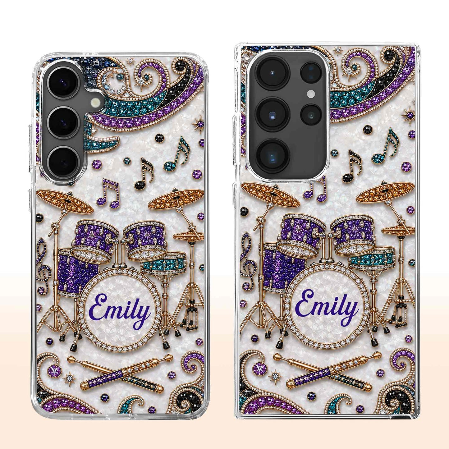 Phone Case material and size view - Custom Name Drum Set Clear Phone Case