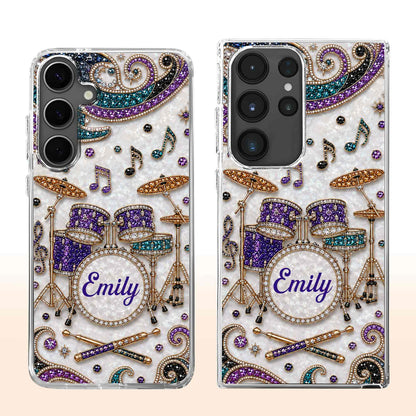 Phone Case material and size view - Custom Name Drum Set Clear Phone Case
