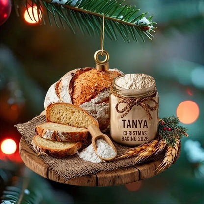Custom Baker Flour Jar Acrylic Ornament - Personalized Christmas Keepsake Decor for Bakers