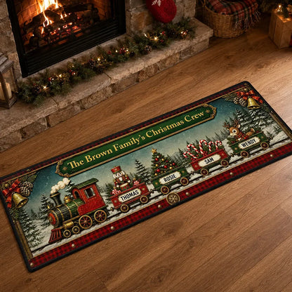 Christmas Crew Personalized Runner Rug - Custom Holiday Decor for Family