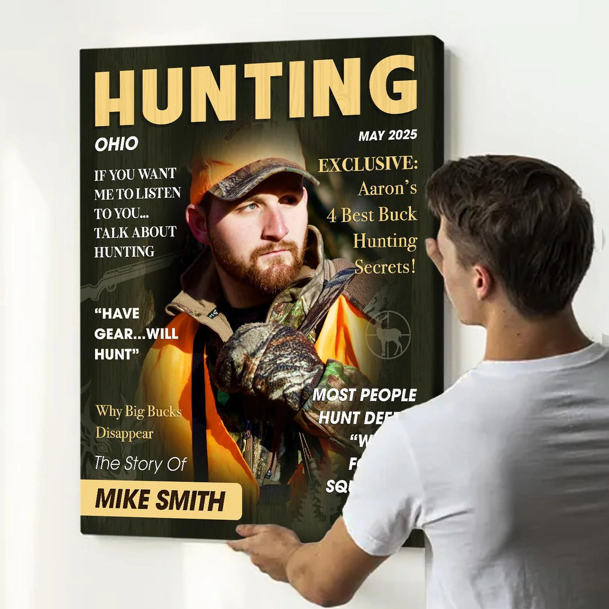 Personalized Hunter Magazine Cover Canvas / Poster - Custom Hunting Photo Wall Art Gift for Him