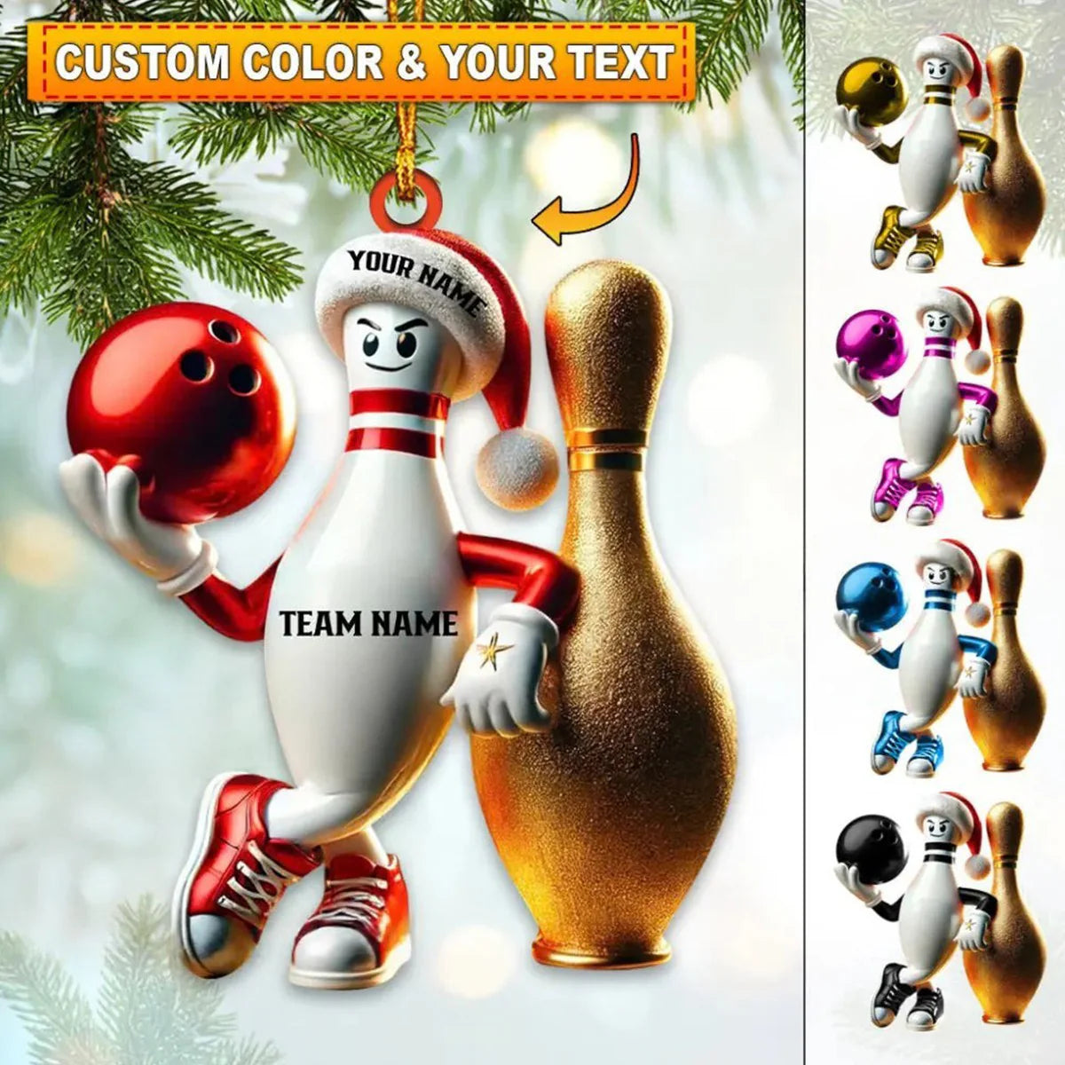 Personalized Bowling Christmas Ornament for Yourself with personalized design details for meaningful gifting