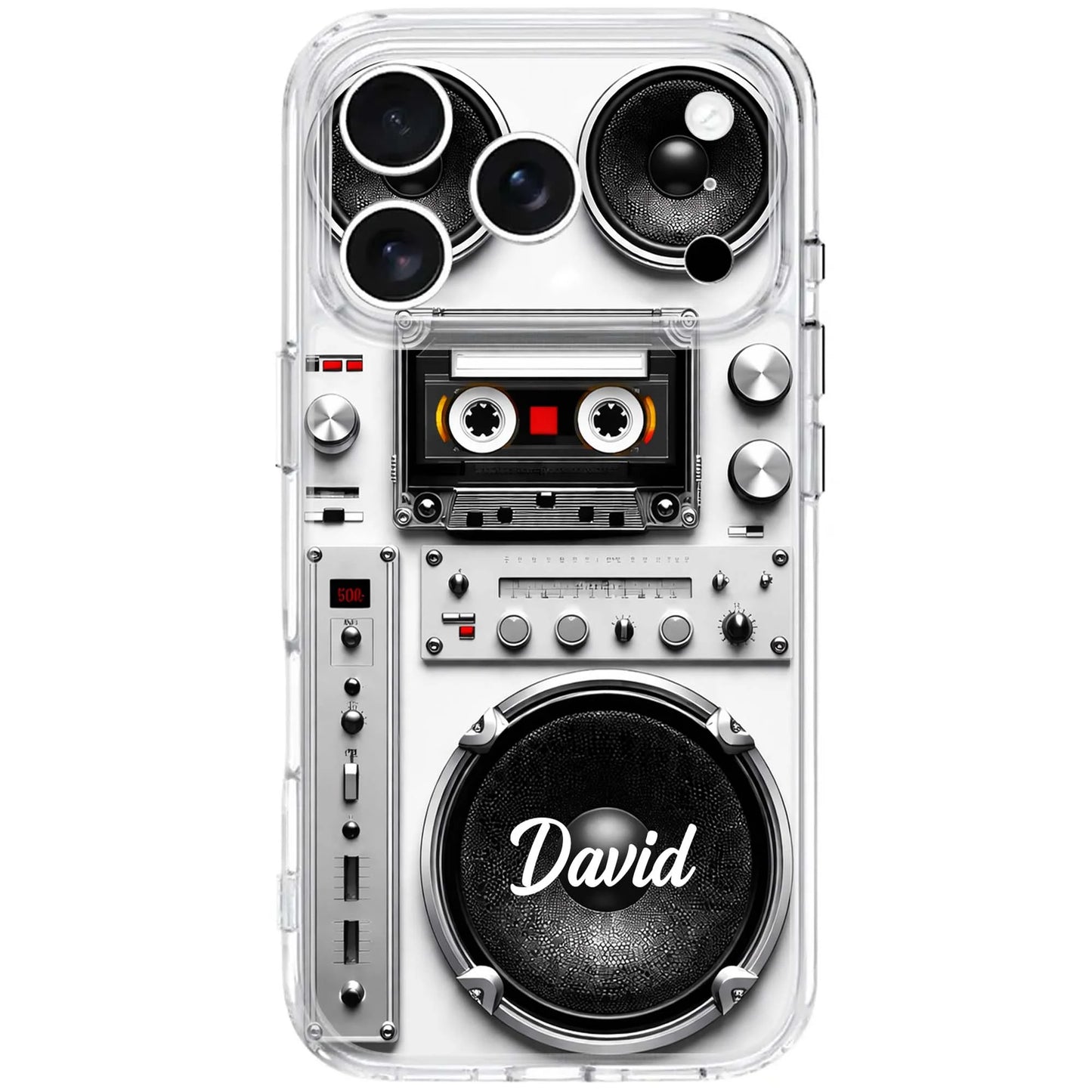 Personalized Retro Boombox Clear Phone Case for Boyfriend with personalized design details for meaningful gifting image 7