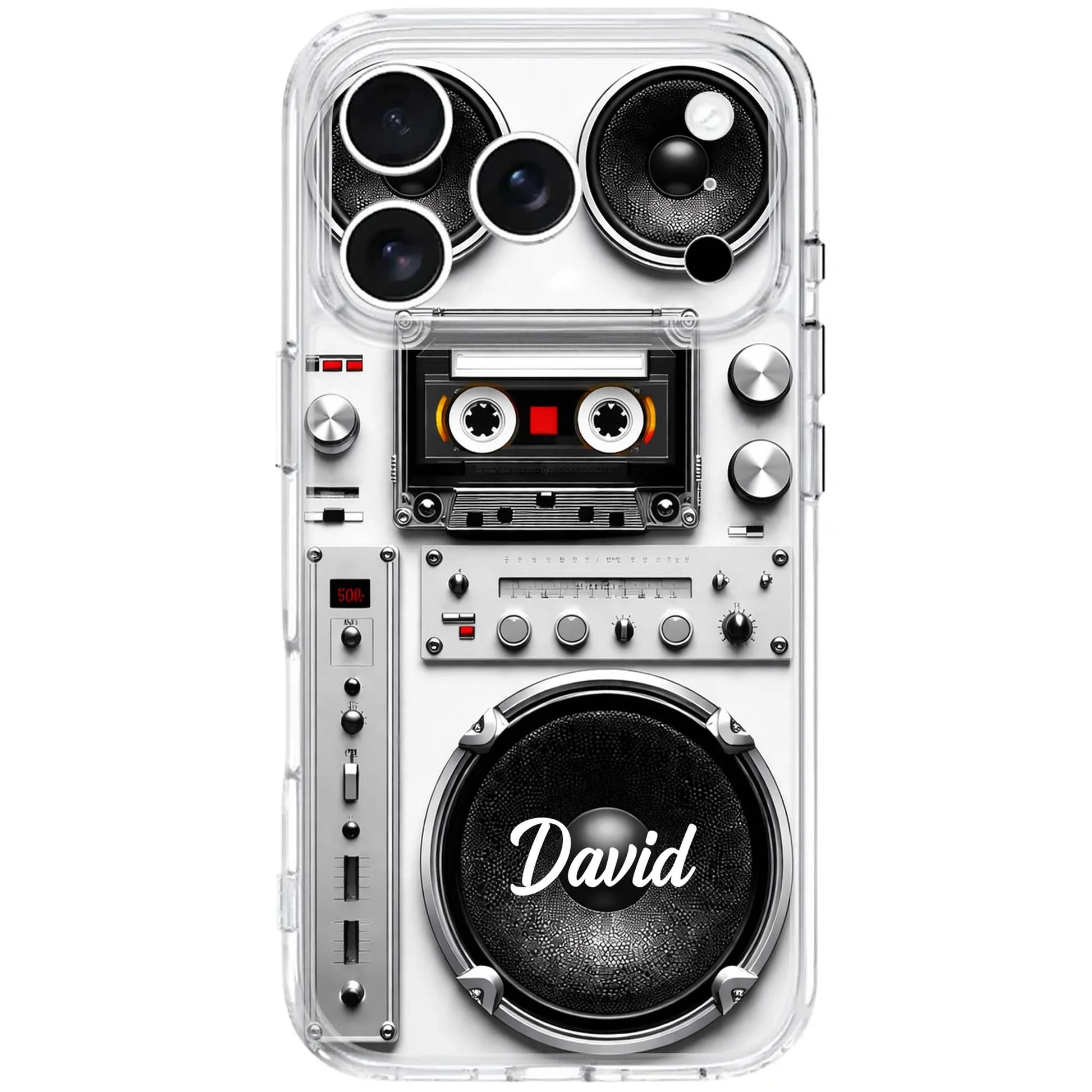Personalized Retro Boombox Clear Phone Case for Boyfriend with personalized design details for meaningful gifting image 7