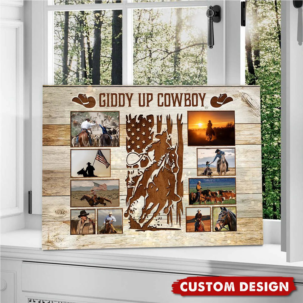 Custom Cowboy Photo Collage Canvas personalization view for Dad