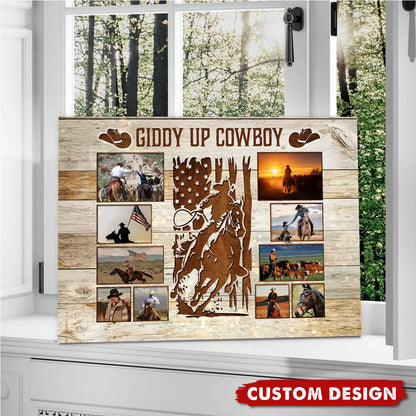 Custom Cowboy Photo Collage Canvas personalization view for Dad