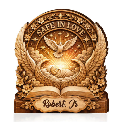 Safe In Love Personalized Baby Memorial Wooden Block - Custom Infant Loss Sympathy Keepsake for Parents