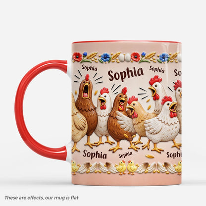 Funny Clucking Hens Personalized Mug - Custom Farmhouse Coffee Cup for Chicken Lovers