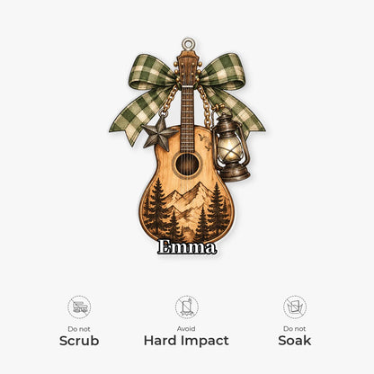 Country Acoustic Guitar Acrylic Ornament - Personalized Christmas Keepsake for Music Lovers