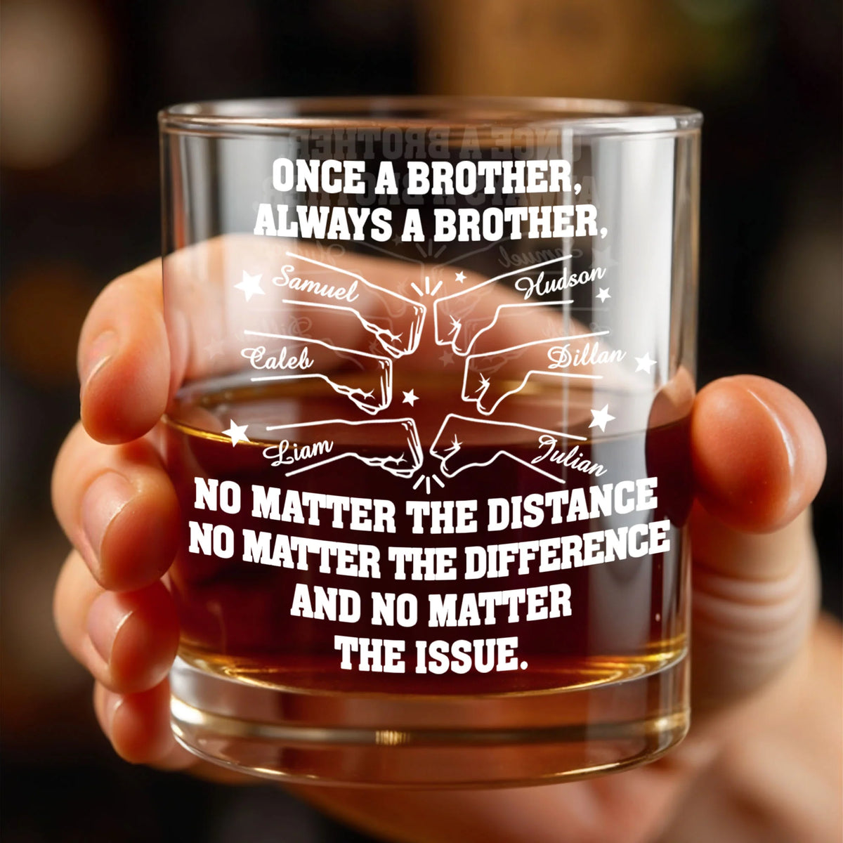 Once A Brother Always A Brother Personalized Whiskey Glass - Keepsake for Brother Sibling