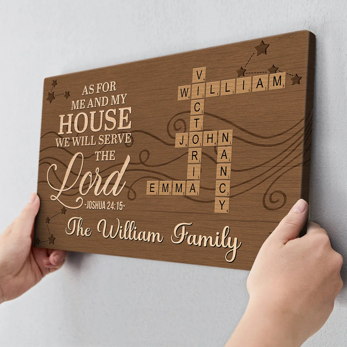 As For Me And My House We Will Serve The Lord - Personalized Crossword Canvas / Poster Housewarming Gift for Family