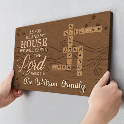 As For Me And My House We Will Serve The Lord - Personalized Crossword Canvas / Poster Housewarming Gift for Family