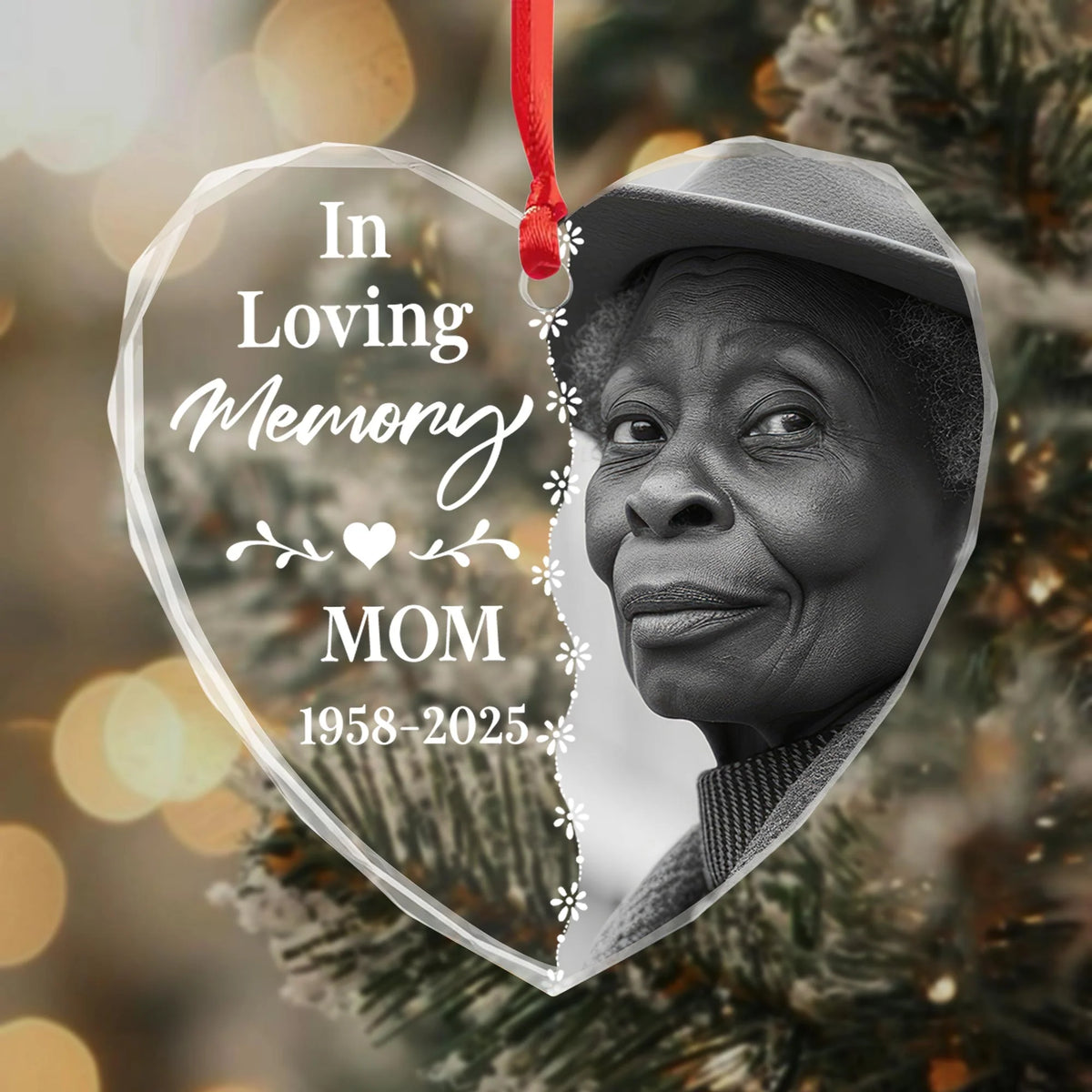 In Loving Memory Mom Heart And Flowers