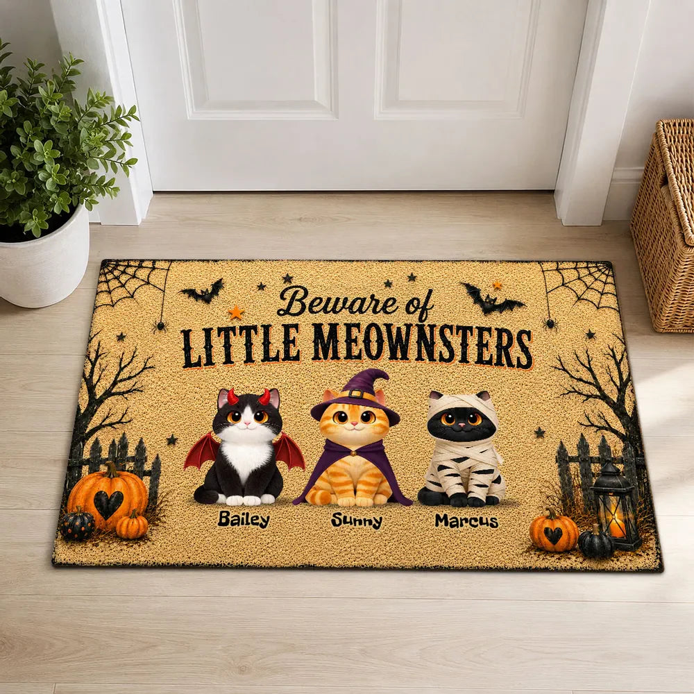 Beware Of Little Meownsters Doormat for Cat Lovers with personalized design details for meaningful gifting