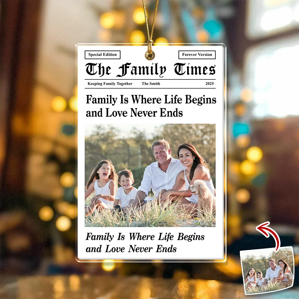 The Family Times Custom Photo Acrylic Ornament - Personalized Keepsake Christmas Gift for Family