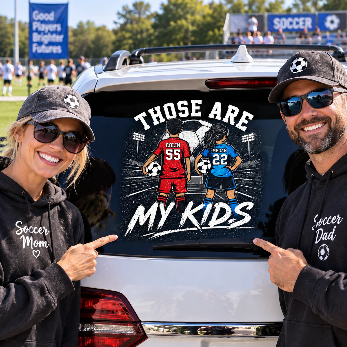 Personalized Those Are My Kids Car Decal, Custom Soccer Player Sticker, Gift for Sports Moms and Dads T1807