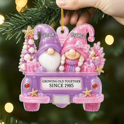 Growing Old Together Personalized Couple Acrylic Ornament - Custom Gnome Keepsake Gift