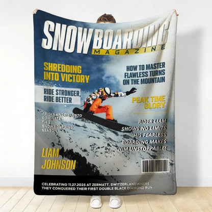 Personalized Snowboarding Photo Blanket - Birthday Gift for Winter Riders