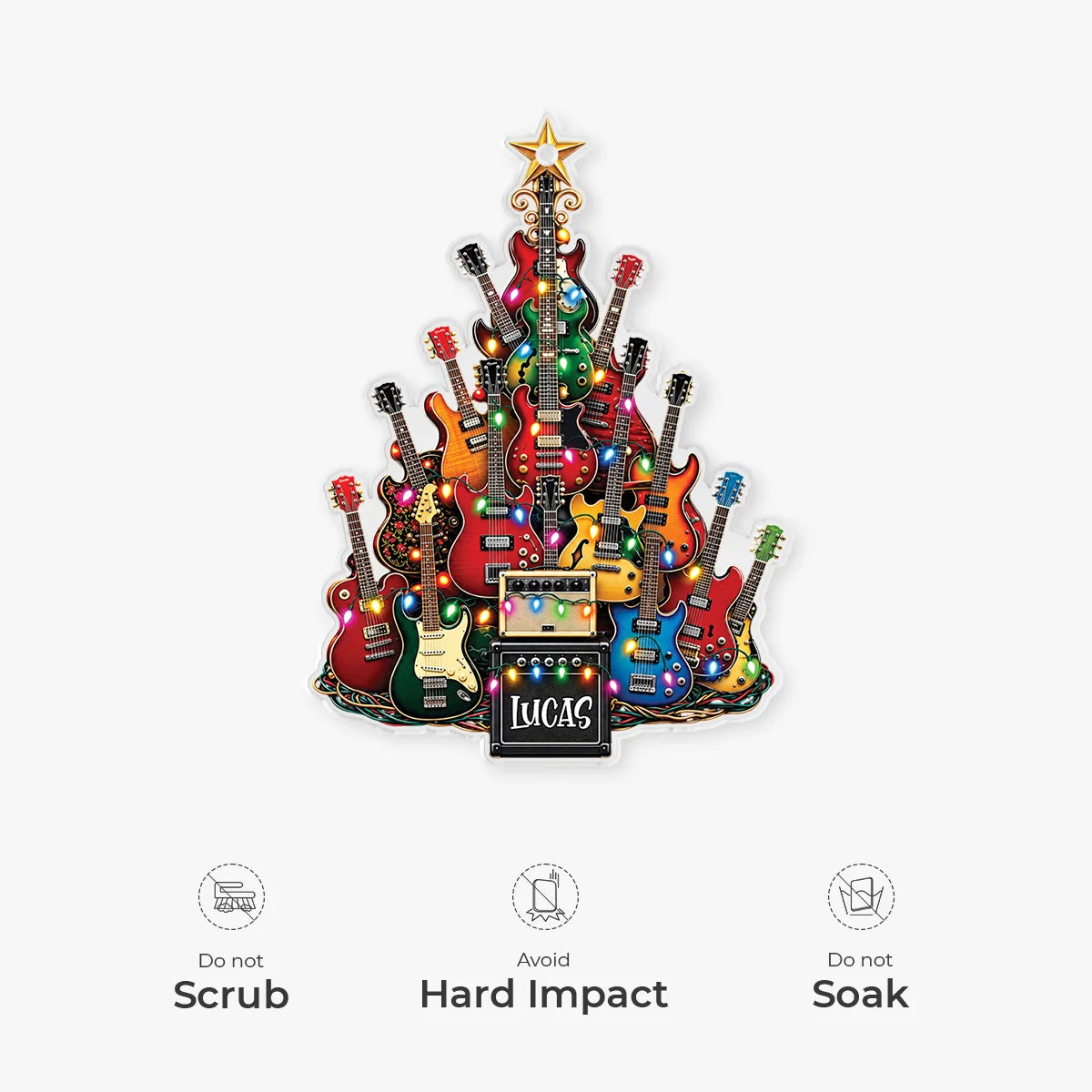 Personalized Guitar Christmas Tree Acrylic Ornament - Custom Rock Music Keepsake Gift for Guitarists