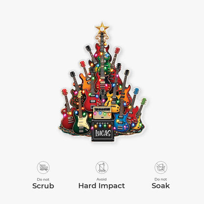 Personalized Guitar Christmas Tree Acrylic Ornament - Custom Rock Music Keepsake Gift for Guitarists