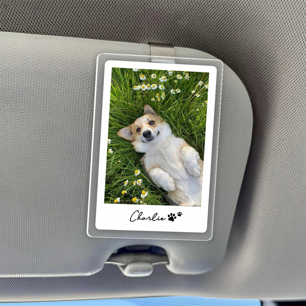 Custom Pet Photo Acrylic Car Visor Clip - Personalized Dog & Cat Lover Keepsake Gift