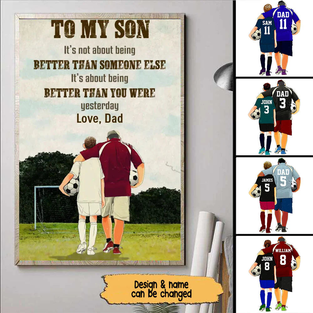 Personalized Soccer Son Poster for Son/Grandson with personalized design details for meaningful gifting