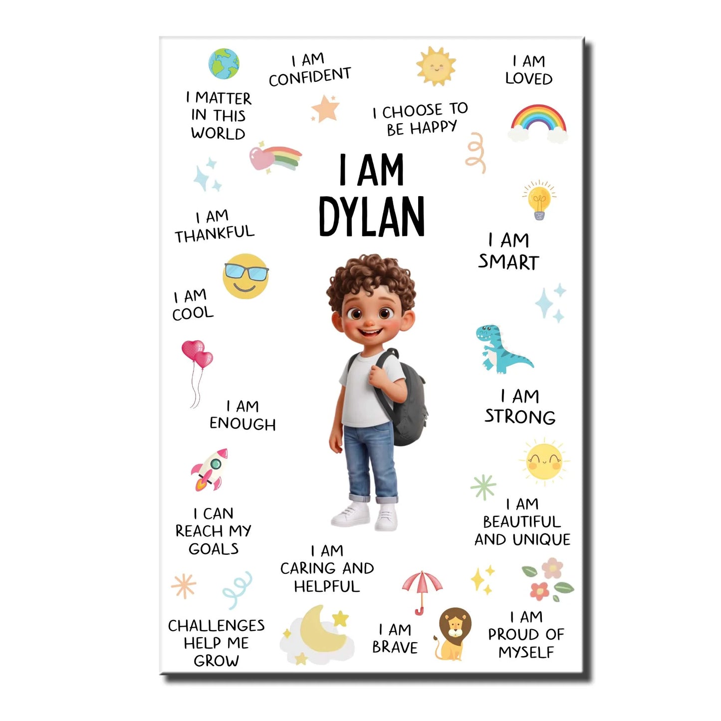 Personalized kids affirmation poster with custom name and daily positive quotes for bedroom wall art image 6